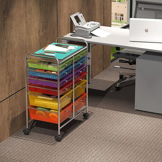 Simple Houseware Utility Cart with 12 Drawers Rolling Storage Art Craft Organizer, Multicolor