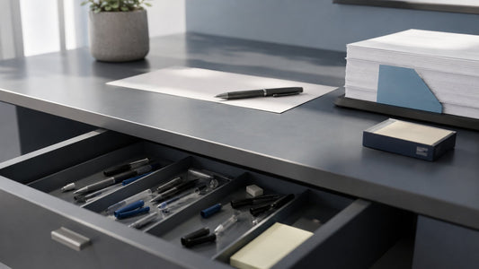 Editorial header image for an article about keeping office supplies stocked before they run out.