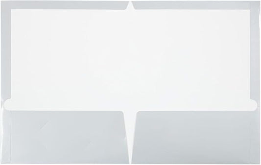 JAM PAPER Laminated Two Pocket Glossy Folders - Silver - 3/Pack