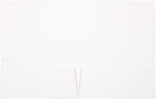 JAM PAPER Laminated Two Pocket Glossy Folders - White - 3/Pack