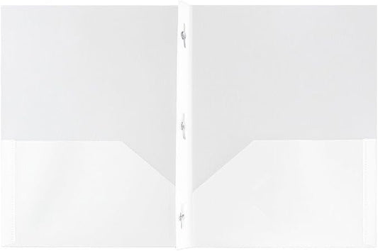 JAM PAPER Plastic Color Pop Folders - 2 Pocket Durable Folders with Metal Prongs Fastener Clasps - Clear - 3/Pack