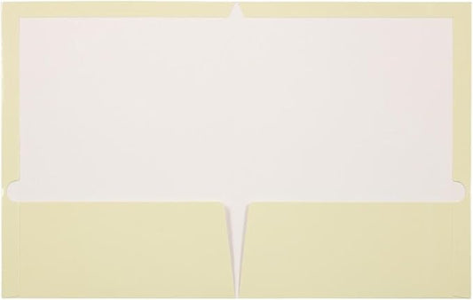 JAM PAPER Laminated Two Pocket Glossy Folders - Ivory - 3/Pack