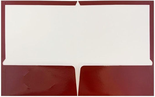 JAM PAPER Laminated Two Pocket Glossy Folders - Maroon Red - 3/Pack