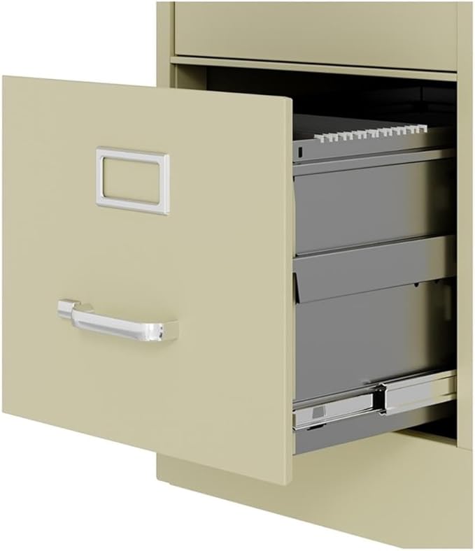 Scranton and Co 22" Deep 4 Drawer Letter File Cabinet in Putty, Fully Assembled