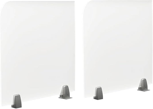 Desk Divider, 2 pcs Acrylic Desk Privacy Panels, Privacy Desk Screen, Frosted Acrylic Partitions with Clips Acrylic Table Top Sneeze Guard for Offices Schools (23"x18"x2")