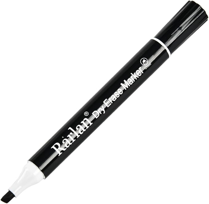 Rarlan Dry Erase Markers Bulk — Chisel Tip, Black, 72 Count