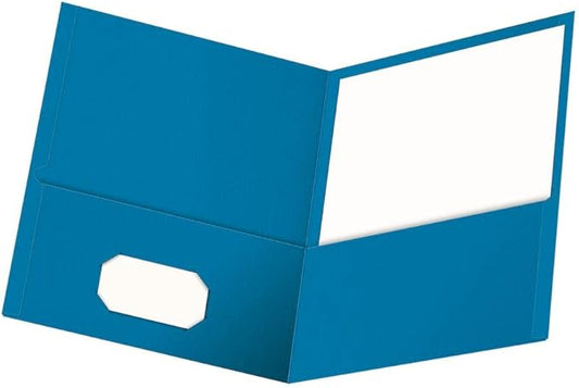 Oxford Twin-Pocket Folders, Textured Paper, Letter Size, Light Blue, Holds 100 Sheets, Box of 25 (57501EE)