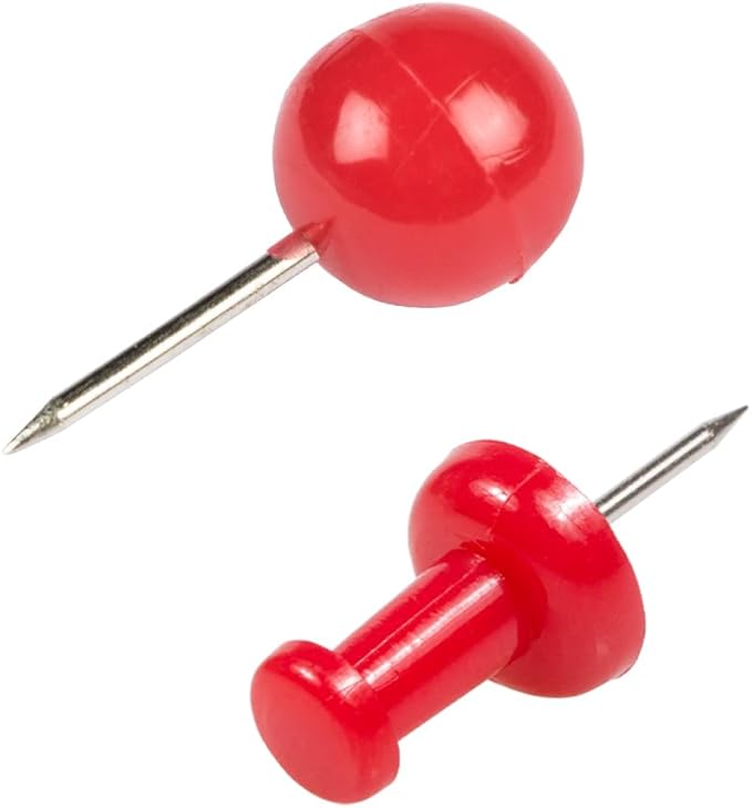 JAM PAPER Colorful Push Pins (Red)