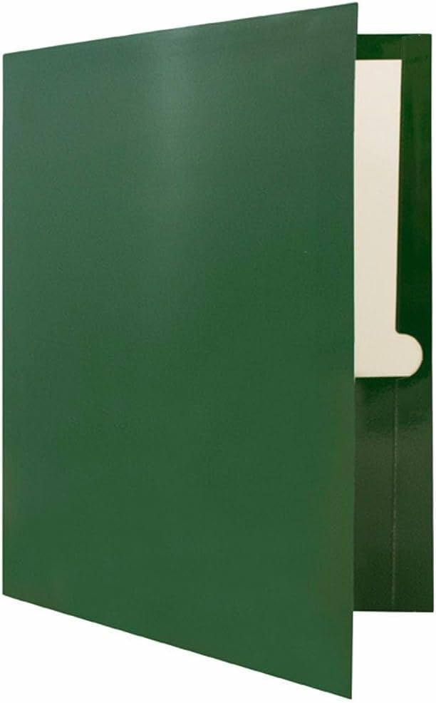 JAM PAPER Laminated Two Pocket Glossy Folders (Green)