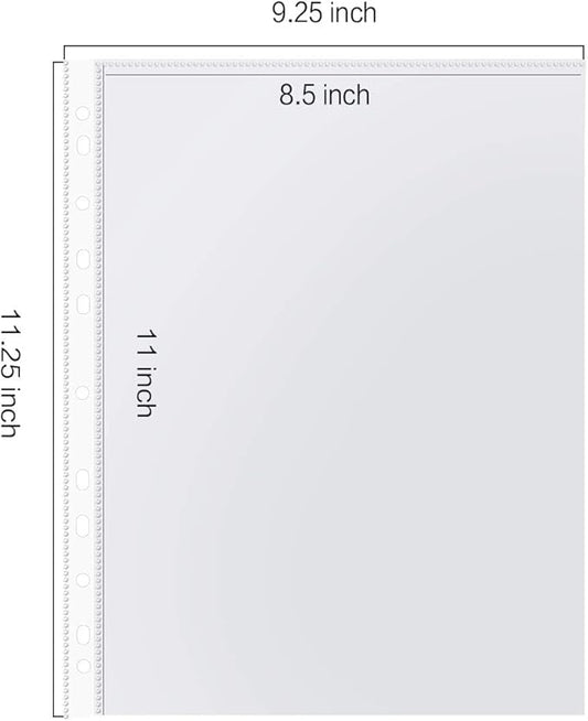 Sheet Protectors, PANDRI 1000 Pack Clear Heavy Duty Plastic Page Protectors Sheet Reinforced 11-Hole Fit for 3 Ring Binder Fits Standard 8.5 x 11 Paper, 9.25 x 11.25 Top Loaded, Excluding Acid