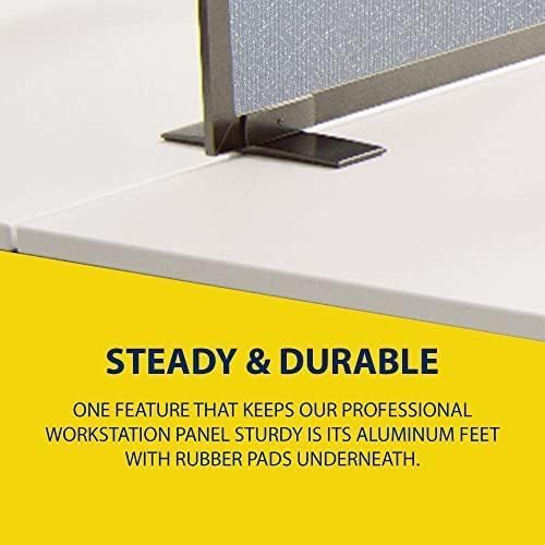 OBEX Acoustical Free Standing Privacy Screen, Cubicle Accessories Desk Privacy Panel, Desk Dividers for Office, Office Furniture Partitions Portable Sound Proof Dividers, 12" x 48", Overcast