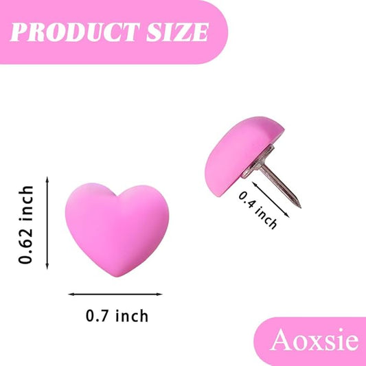 Aoxsie 28pcs Decorative Cute Push Pins Multicolored Heart Thumbtacks Thumb Tacks Pushpins for Bulletin Cork Boards Office Products