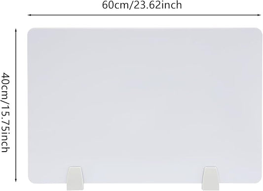 4 Pcs Desk Divider Privacy Panel, 23.6”L X15.8”W Frosted Acrylic Desk Privacy Panels with 8 Clamps for Offices Schools Call Centers (White)