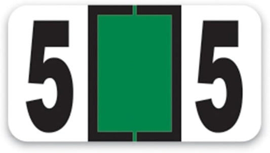 File Right Number Labels Roll – Color-Coded Numeric Filing Labels, 1-5/8" × 7/8" Laminated Self-Adhesive File Folder Numbers for, Office Filing Systems, Automotive Records – Roll #5, 4 Roll