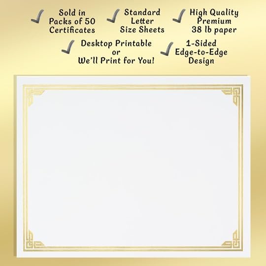 PaperDirect Purple on White Classic Specialty Certificates, 8½ x11, Foil Accents, 50 Count, Certificates And Awards Paper, For School, Work, Diplomas & Award Certificates