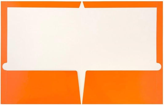 JAM PAPER Laminated Two Pocket Glossy Folders - Orange - 3/Pack