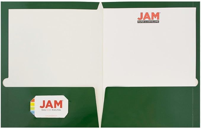 JAM PAPER Laminated Two Pocket Glossy Folders (Green)