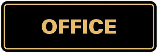 Signs ByLITA Standard Office Sign - Professional Business Signage - Easy to Install (Black/Gold) - Small 1 Pack