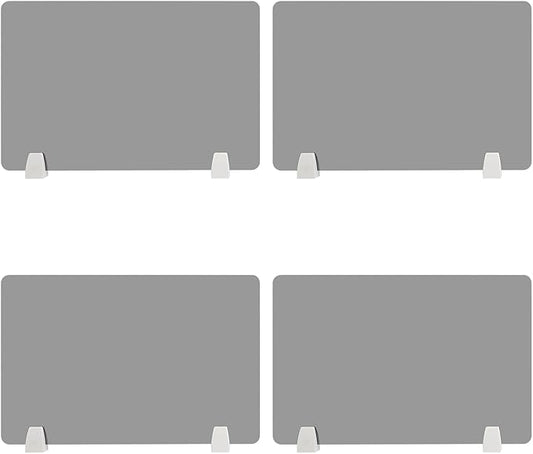 4PCS Desk Dividers Office Partitions,Privacy Desk Panel Protective, Frosted Acrylic with Clamps Classroom Privacy Shield for Offices Schools Call Centers 23.62x15.75in (Grey)