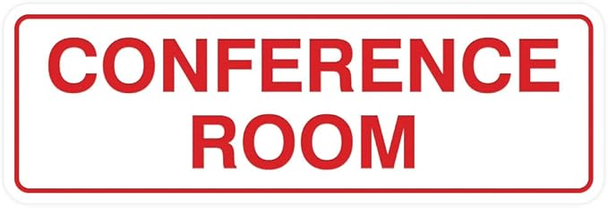 Standard Conference Room Sign - White/Red - Large 5 Pack