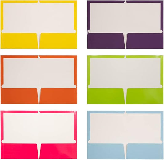 JAM PAPER Laminated Two Pocket Glossy School Folders - Letter Size - High Gloss Assorted Fashion Colors - 6/Pack