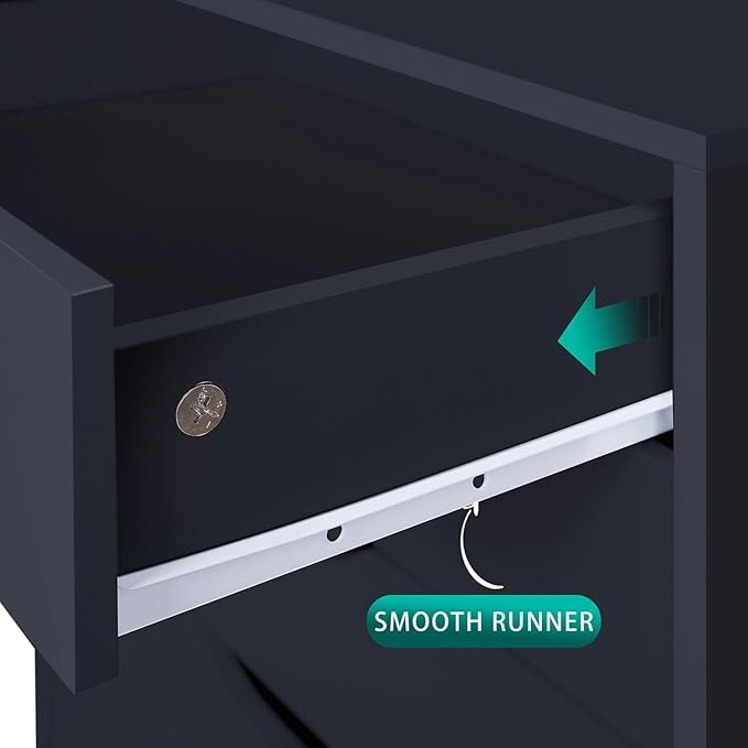 Naomi Home Debbie 7-Drawer Craft & Office Storage Cabinet, Black – Mobile Organizer with Casters, Spacious for Documents & Tools, Chic Minimalist Design, 15.7" D x 18.9" W x 34.2" H