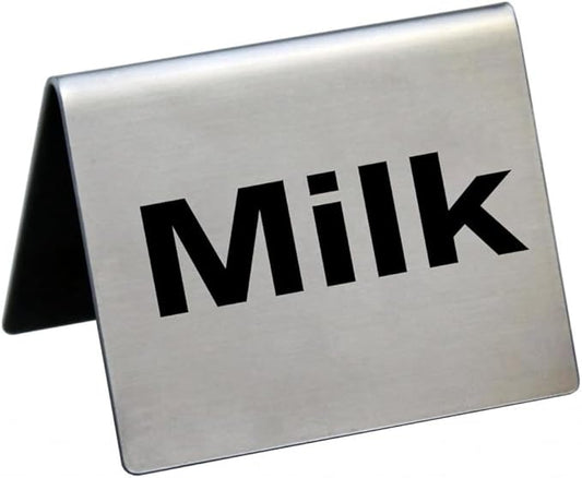 New Star Foodservice Stainless Steel Table Tent Sign (Silver (Milk), 2"x 2" (Set of 2))