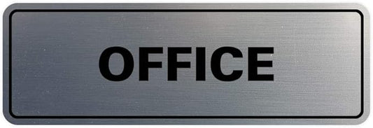 Signs ByLITA Standard Office Sign - Professional Business Signage - Easy to Install (Brushed Silver) - Medium 1 Pack