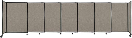 Versare Straightwall Sliding Portable Wall Partition | Freestanding Office Dividers | Locking Wheels | Temporary Room Separator | 15'6" Wide x 4' Tall Warm Pebble Fabric Panels