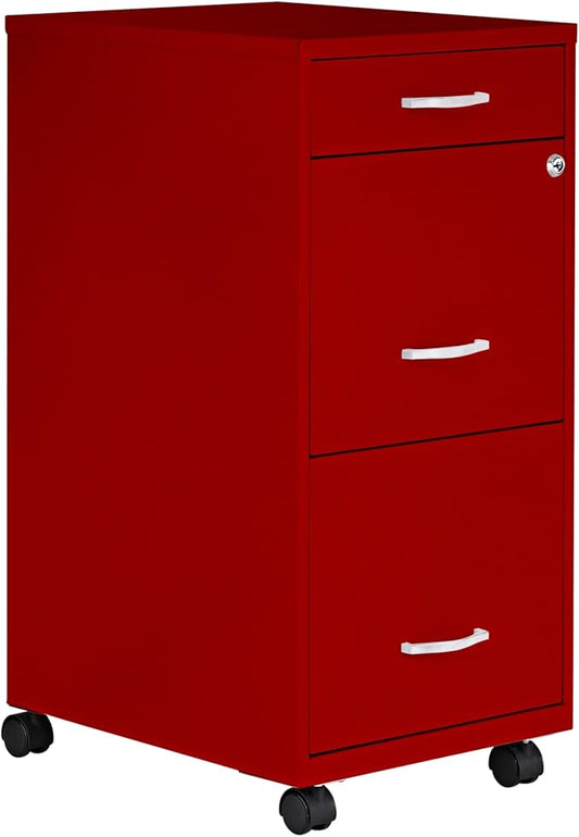 LYS SOHO Box/File/File Mobile Red File Cabinet, 3 Drawer