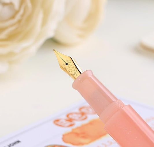 czxwyst Majohn Wancai 2.0 Mini Pocket-Size Eyedropper Fountain Pen (F Nib 0.5mm, Peachy Pink)