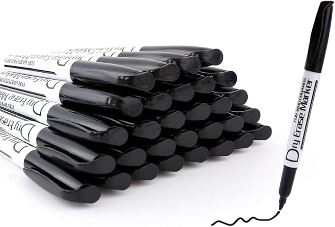 Volcanics Black Dry Erase Markers — Fine Tip, Low-Odor, 80 Count