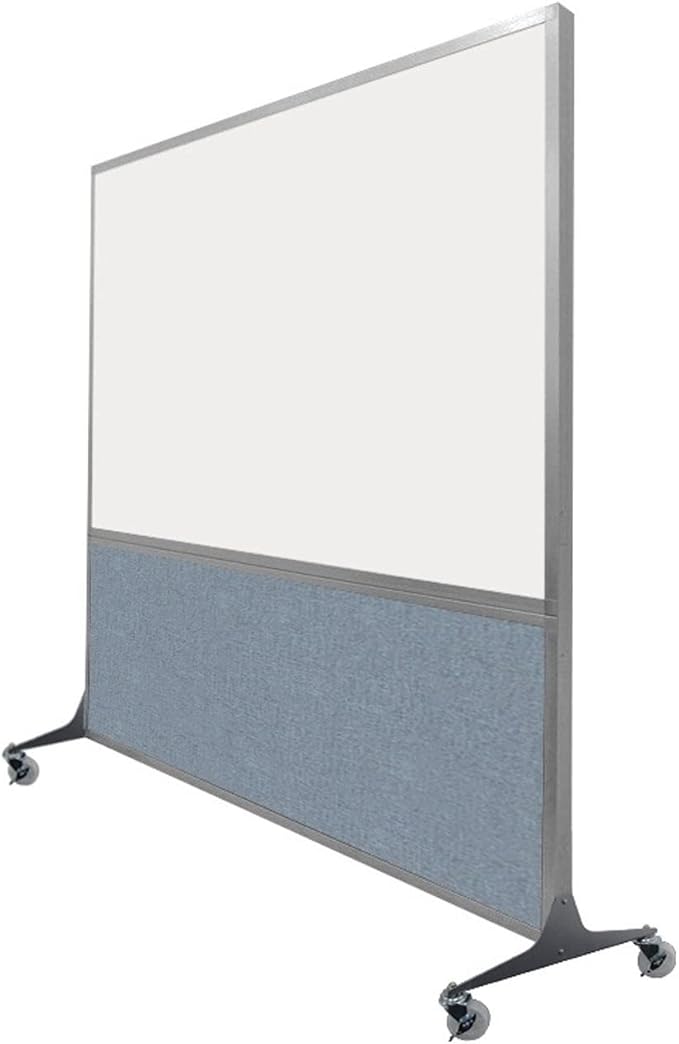 DivideWrite Mobile Whiteboard | Double Sided Dry Erase Board | Portable Office Cubicle Partition | Display for Classrooms, Conference Rooms, Meeting Areas and More | Black Fabric 4' Wide X 6' Tall