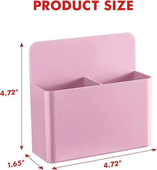BEYGORM 2 Pack Plastic Magnetic Pen Holder for Refrigerator, Dry Erase Marker Holder for Whiteboard，Magnet School Locker Organizer Accessories, Pencil Cup, Pen Caddy, Classroom Organization(Pink)