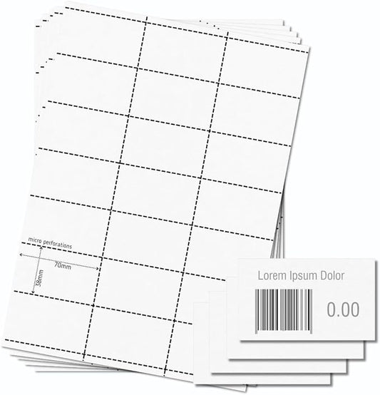 OfficeGear Barcode Price Labels — 21-up, 25 Sheets, 525 Pack, 38×70 mm, A4