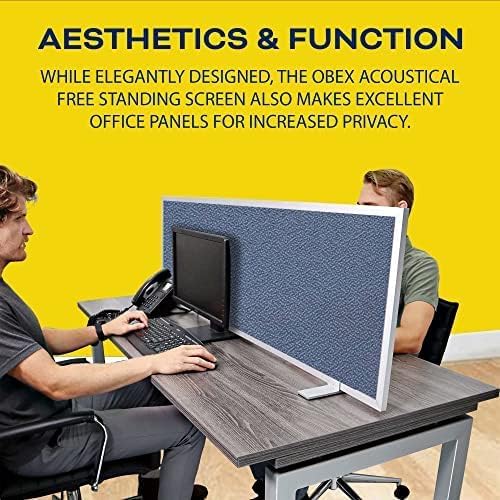OBEX Acoustical Free Standing Privacy Screen, Cubicle Accessories Desk Privacy Panel, Desk Dividers for Office, Office Furniture Partitions Portable Sound Proof Dividers, 18" x 36", Graphite