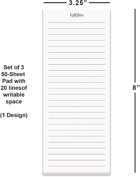 Current Elegant Lined Personalized Notepads – Set of 3, 50-Sheet Pads, 3 1/4 x 8 Inches, Memo Pad, Shopping List, to-Do Notes, Office Organizer