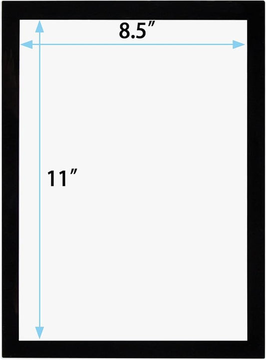 JIUYE 8.5x11 Magnetic Sign Holder Wall Mount,Self-Adhesive Plastic Display Frames,Clear PVC Sign Holder with Magnet Strip Border for Window/Door/Fridge/Document Notice Paper(12Pcs,Black)