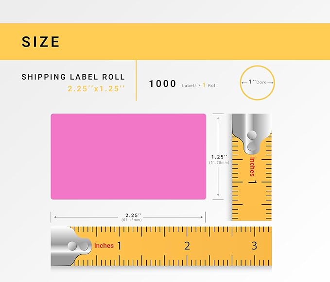 HOUSELABELS 2.25" x 1.25" Pink Address Labels on 1" Core Compatible with Zebra and Rollo Printers, 50 Rolls / 1,000 Labels per Roll