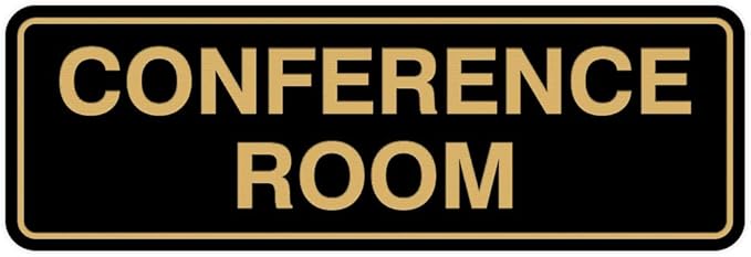 Standard Conference Room Sign - Black/Gold - Medium 1 Pack