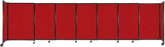 Versare Straightwall Sliding Portable Wall Partition | Freestanding Office Dividers | Locking Wheels | Temporary Room Separator | 15'6'' Wide x 4' Tall Red Fabric Panels
