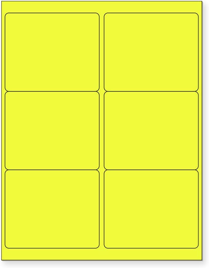 8-1/2 x 11 Neon Color High Light Fluorescent Labels for... (Yellow, 2x11)