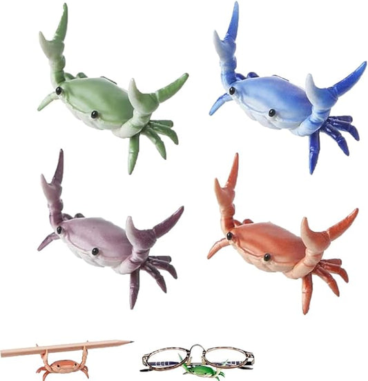 Crab pen and pencil holder 4-color set — green, blue, purple, and pink desktop organizers