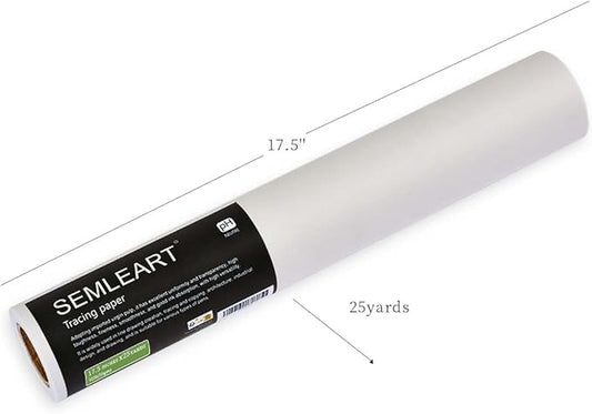 SEMLEART Artit's Tracing Paper roll,32lb/50gsm,17.5 inch x 25 Yard,Translucent Tracing Paper for Pencil, Marker and Ink - Trace Images, Sketching,Drawing