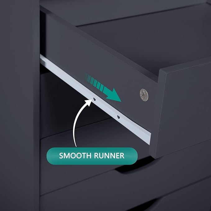 Naomi Home Debbie 7-Drawer Craft & Office Storage Cabinet, Black – Mobile Organizer with Casters, Spacious for Documents & Tools, Chic Minimalist Design, 15.7" D x 18.9" W x 34.2" H