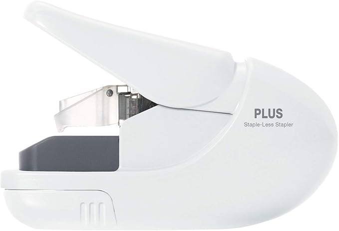 Plus Paper Clinch Compact Staple-Free Stapler — Ivory White
