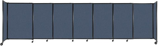 Versare Straightwall Sliding Portable Wall Partition | Freestanding Office Dividers | Locking Wheels | Temporary Room Separator | 15'6'' Wide x 4' Tall Ocean Fabric Panels