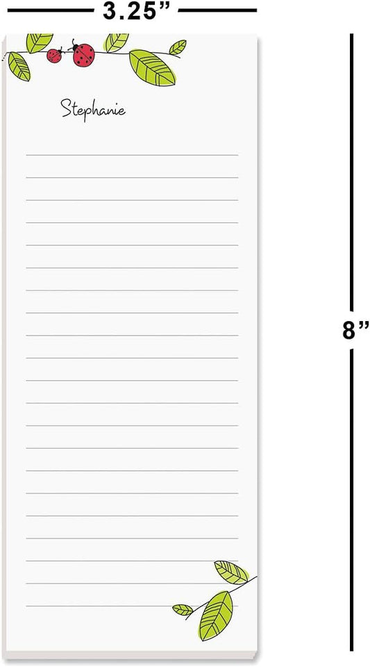 Current Ladybugs Personalized Notepads – Set of 3, 50-Sheet Lined Paper Pads, Memo Pad, Shopping List, To-Do Notes, Office Organizer