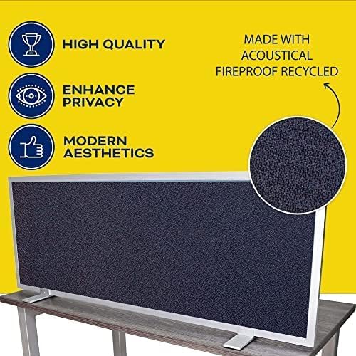OBEX Acoustical Free Standing Privacy Screen, Cubicle Accessories Desk Privacy Panel, Desk Dividers for Office, Office Furniture Partitions Portable Sound Proof Dividers, 24" x 72", Slate