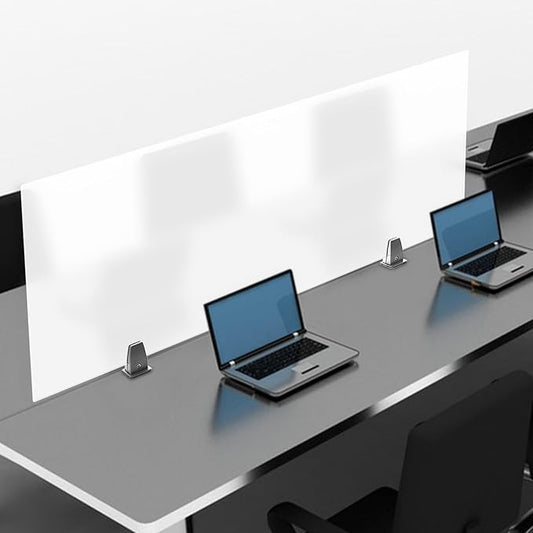 Desk Divider, Acrylic Desk Privacy Panels, Privacy Desk Screen, Frosted Acrylic Partitions with C-Type Clamps Acrylic Table Top Sneeze Guard for Offices Schools (47x18x2 in)